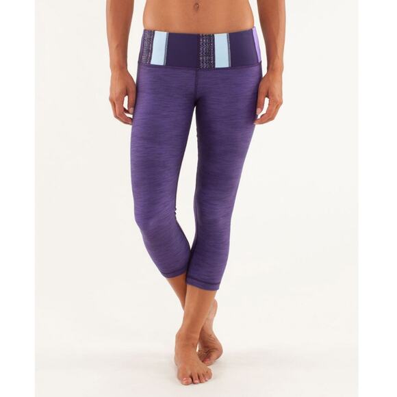 Lululemon Leggings Womens 6 Purple Dense Slub Denim Wunder Under Crop - Picture 1 of 13